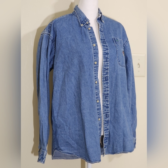 🔥Vintage🔥Tommy Hilfiger Denim Button-up Jeans Shirt Women's Size XL - Picture 1 of 6